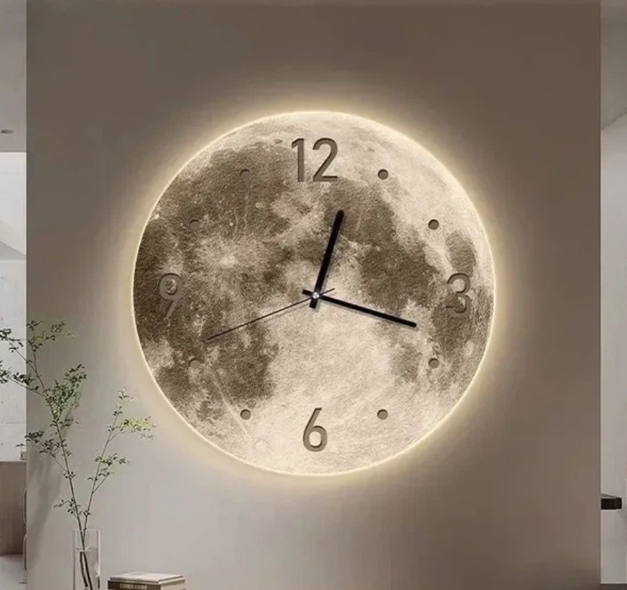 Настенные часы LED Луна NCH-50-50 арабские цифры точки подсветки декоративный Черный (M17174)