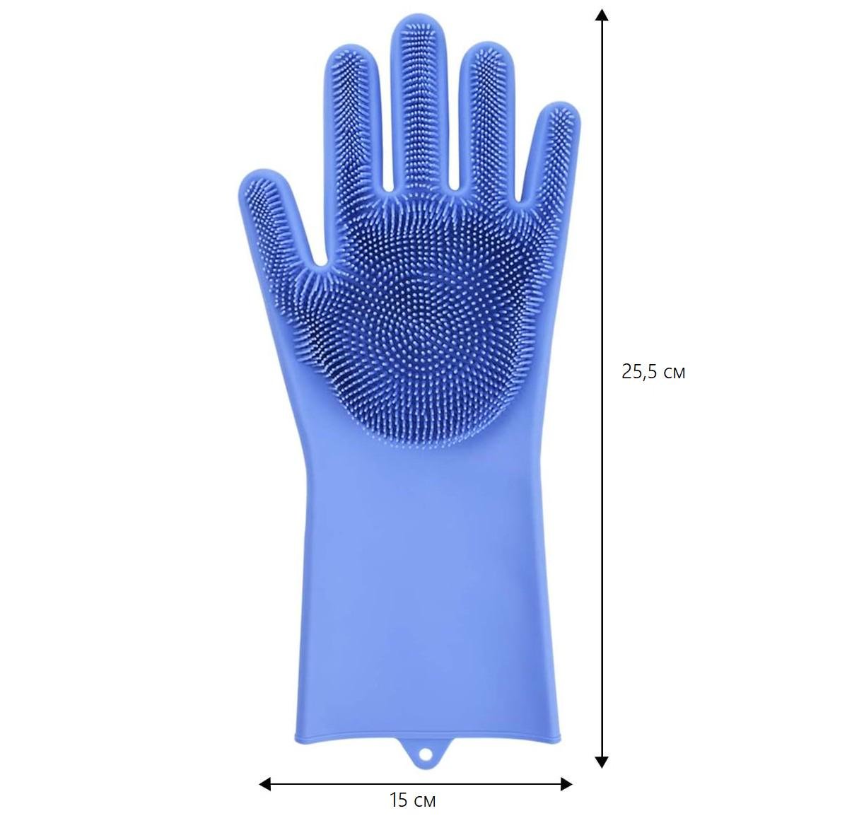 Рукавички для миття посуду Magic Silicone Gloves Brush силіконові Блакитний - фото 8