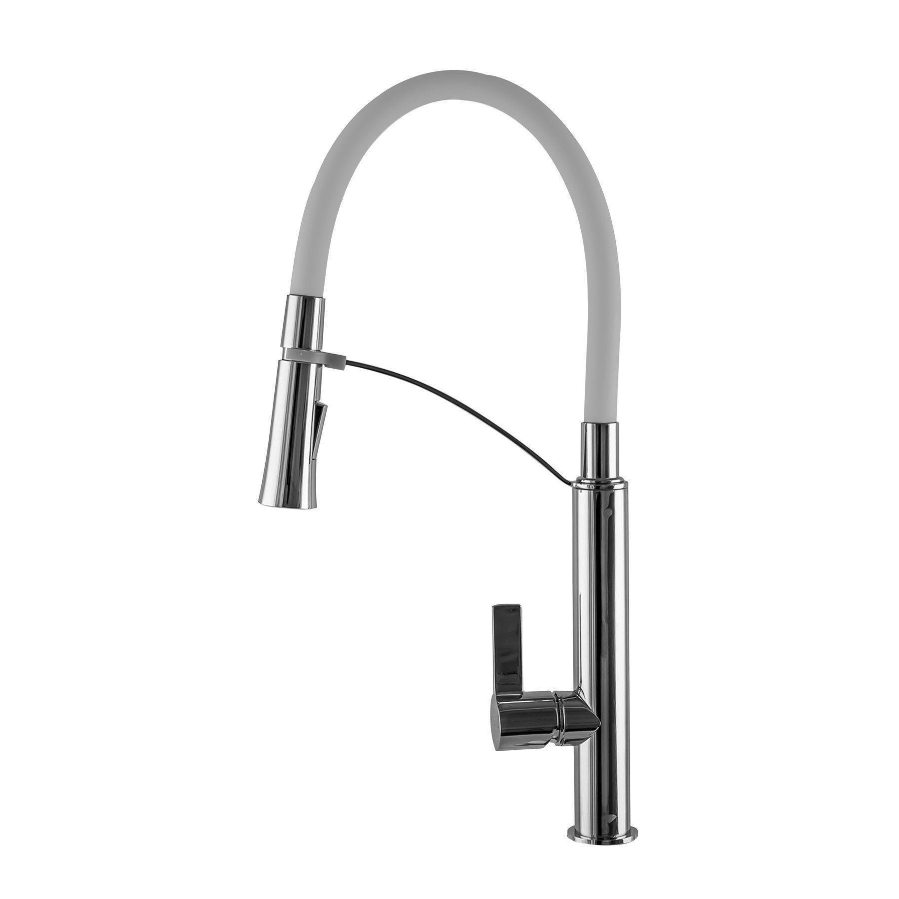 Смеситель для кухни с гибким изливом TPZ Sardinia White Chrome/Белый (15783)