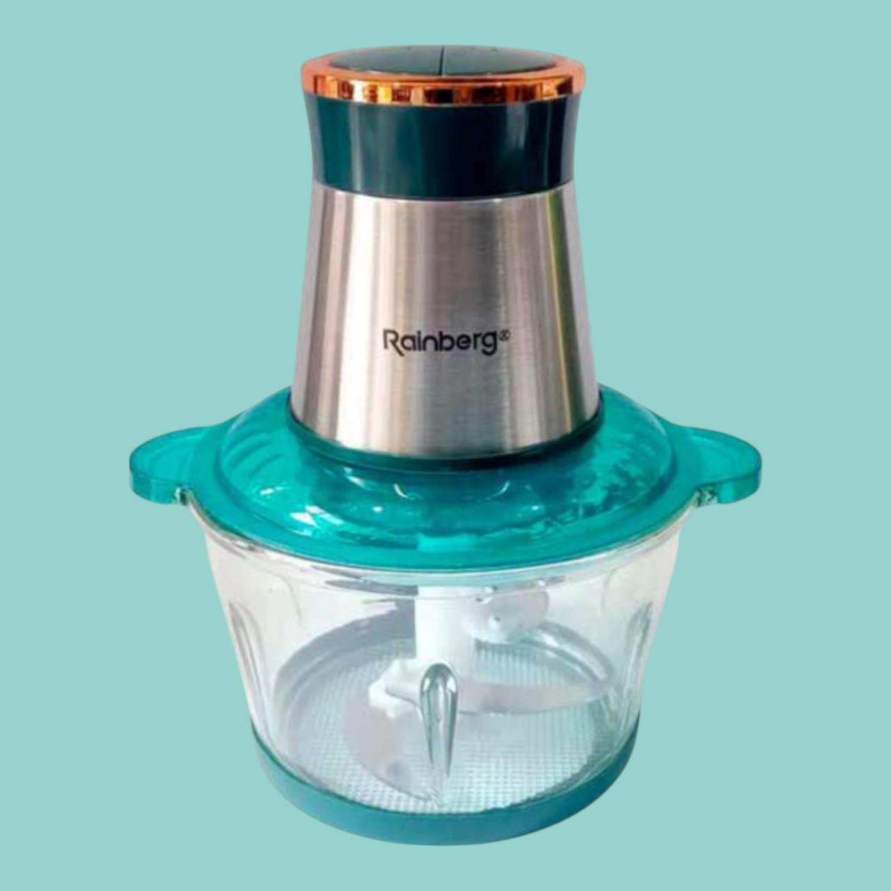 Подрібнювач зі скляною чашею Rainberg RB-2201 блендер з 2 швидкостями та 4 сталевими лезами для овочів та фруктів 1300 Вт 2 л (є59)