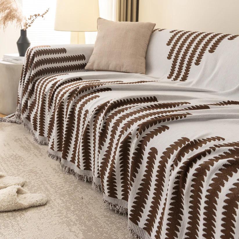 Плед покривало на диван та ліжко для м'яких меблів з візерунком 180х230 см Біло-коричневий - фото 7 Плед покривало на диван та ліжко для м'яких меблів з візерунком 180х230 см Біло-коричневий - фото 7