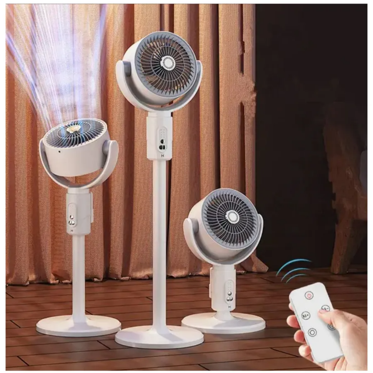 Вентиляторинновационный беспроводной 3в1 с пультом 5 скоростей 8 режимов таймера регулируемая высота аромадиффузор Type-C Белый (4825569415) - фото 7