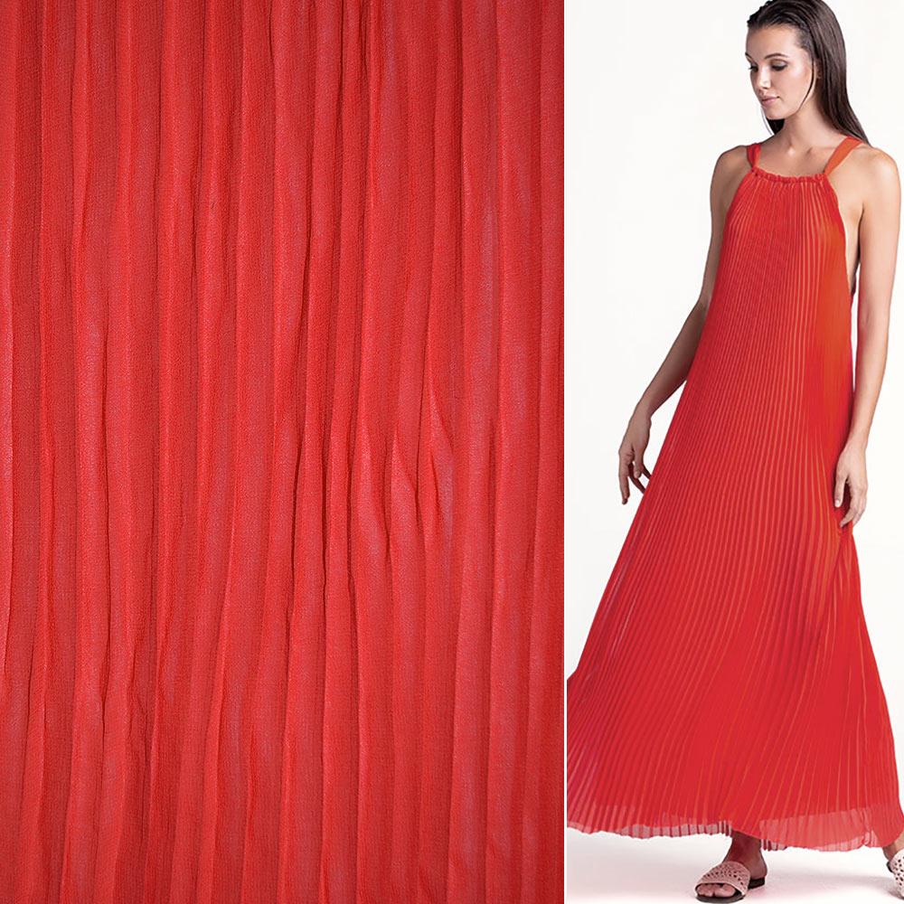 Ткань креп гофре в натянутом виде ширина 140 см Красный (11416.006) - фото 2