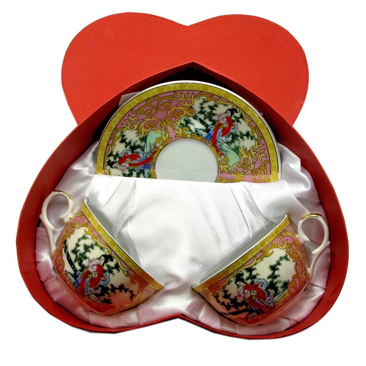 Сервиз фарфоровая девушка 2 чашки 210 мл/2 блюдца d-15 см (27327)