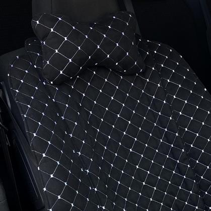 Автоподушка на подголовник зз алькантари со строчкой Lux 1 шт. Черный/Белый - фото 3