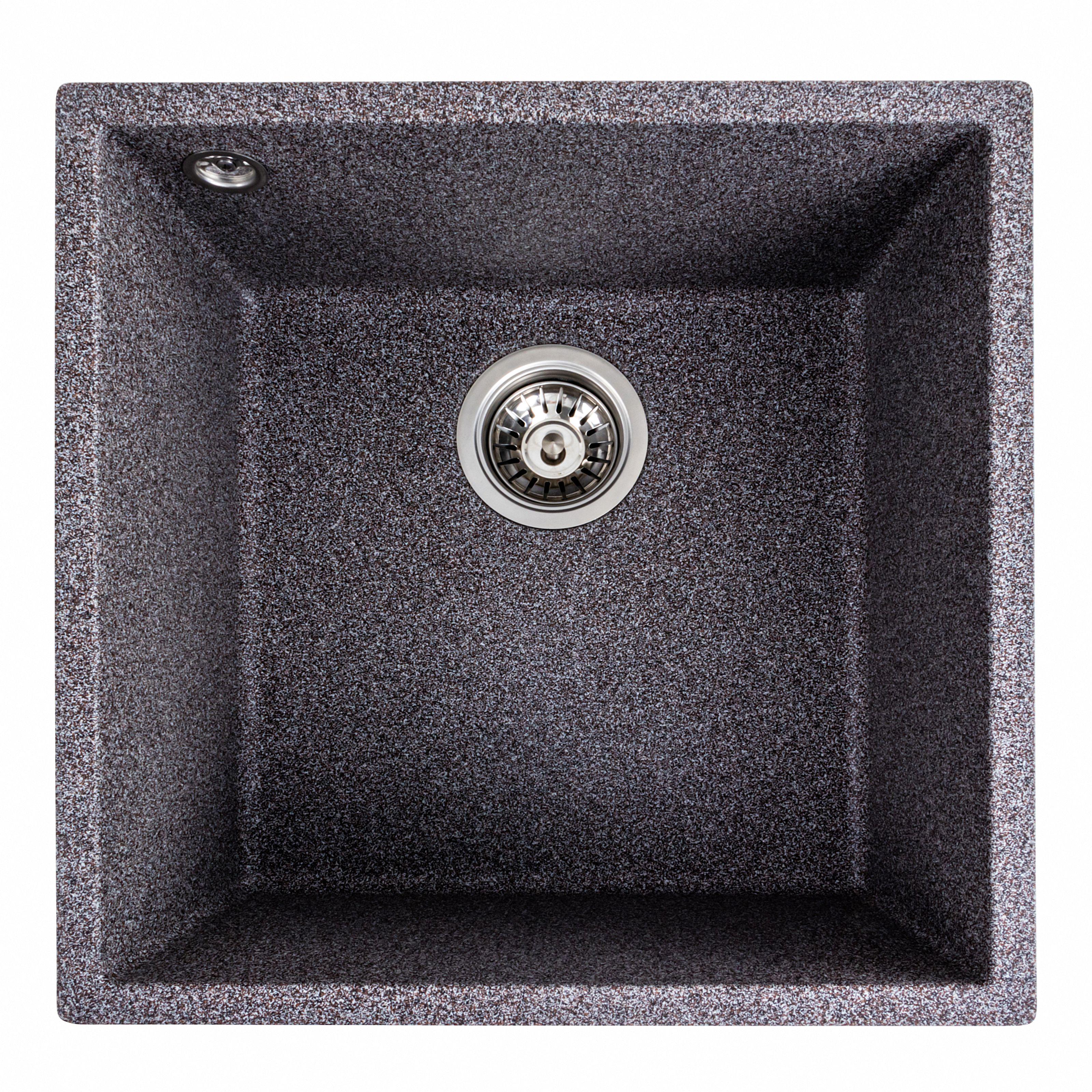 Мийка кухонна Platinum PLS-A40840 гранітна квадратна 440x440 мм Сірий (25964870)