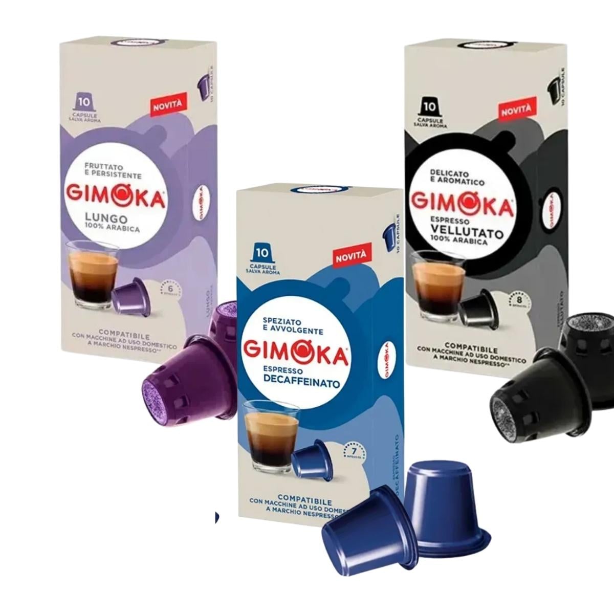 Набір кави в капсулах 3 види Nespresso Gimoka М'який смак та арабіка 30 шт. (setgim2)