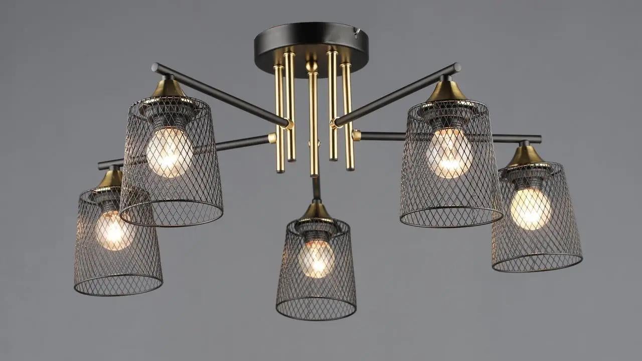 Люстра потолочная Valeso с металлическим каркасом Е27 IP20 B A4437/5 BK+COP Черный/Медный (28689637)