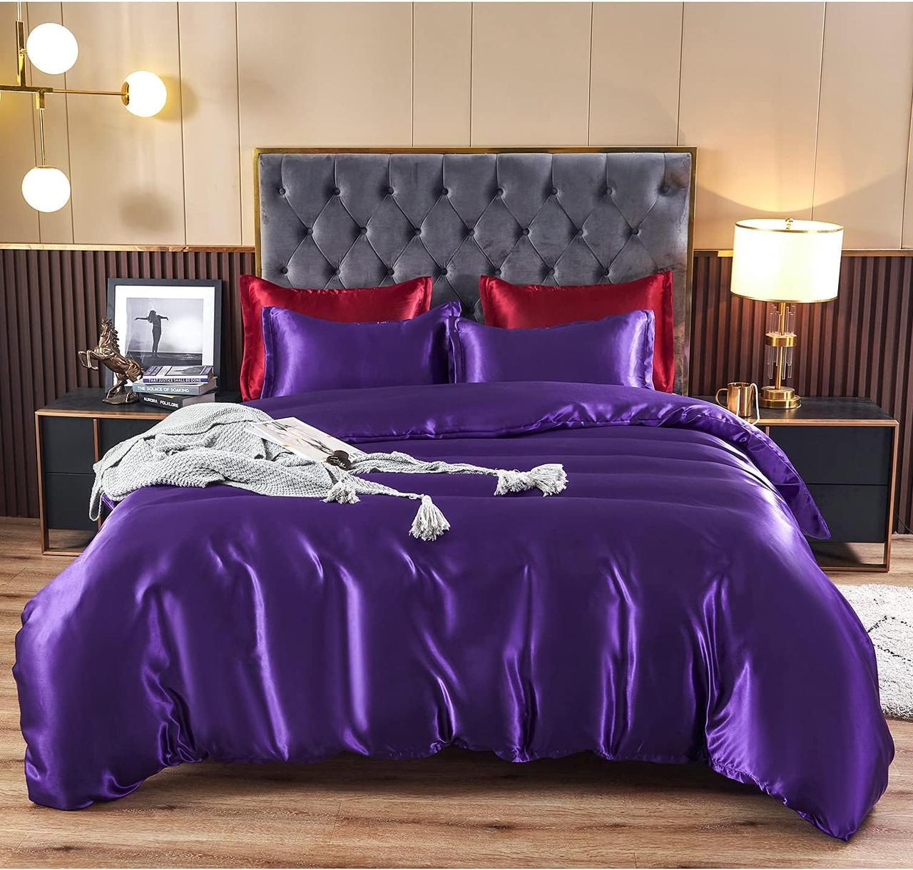 Комплект постільної білизни Moka Textile євро та підковдра та 2 наволочки 50х70 см/70х70 см Фіолетовий/Бордовий (1876559989) - фото 2 Комплект постільної білизни Moka Textile євро та підковдра та 2 наволочки 50х70 см/70х70 см Фіолетовий/Бордовий (1876559989) - фото 2