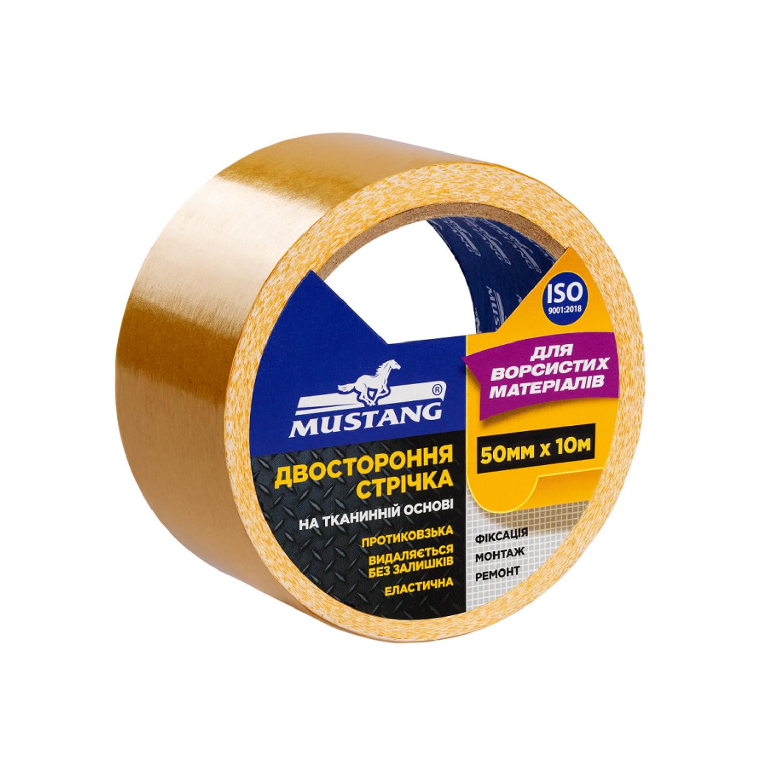 Лента двусторонняя Mustang DCT5010 50x0,25 мм 10 м ткань/каучук Белый (INRUC0020650010000)