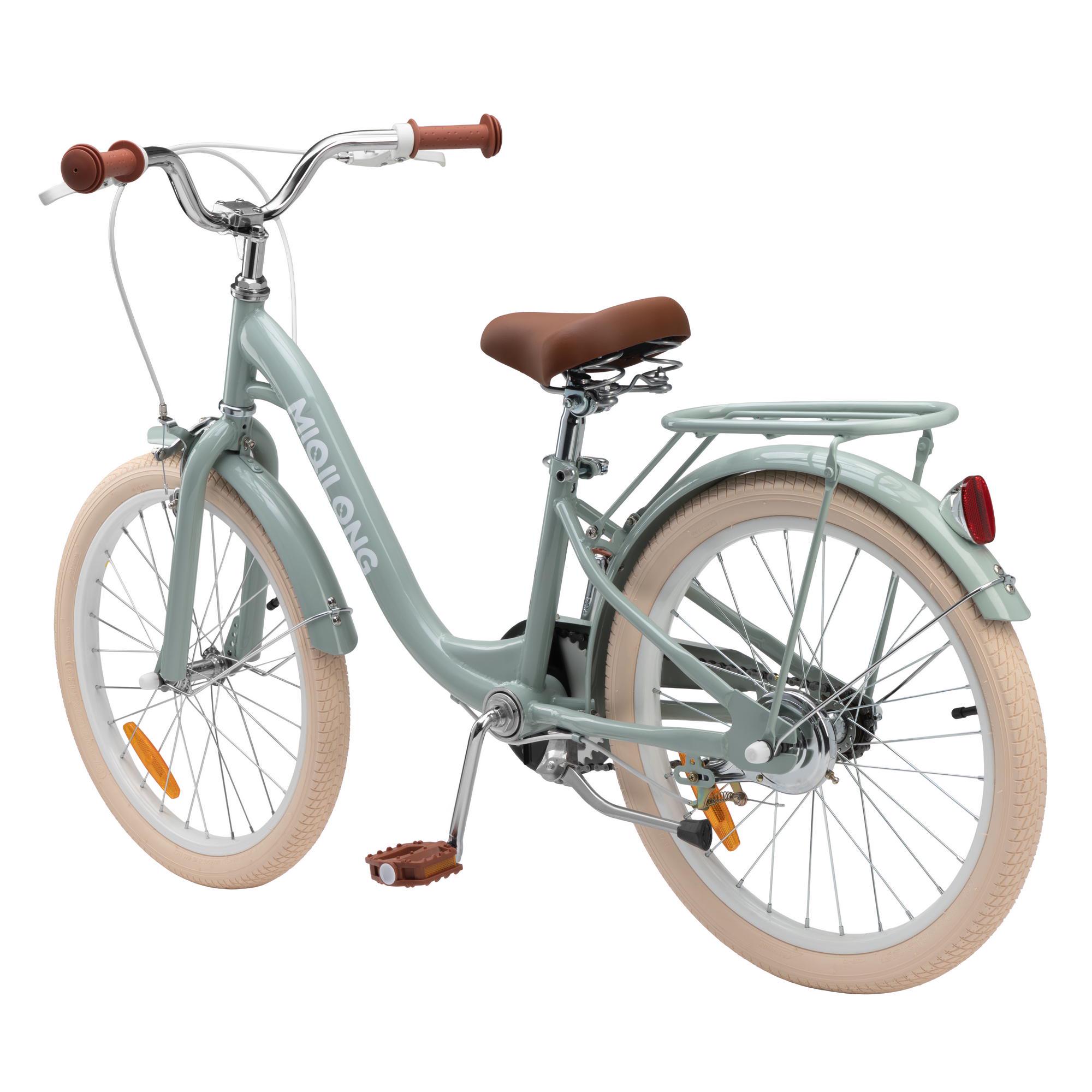 Детский велосипед Miqilong LS 20" с корзиной из натурального ротанга Оливковый (RBB-LS20-OLIVE) - фото 5