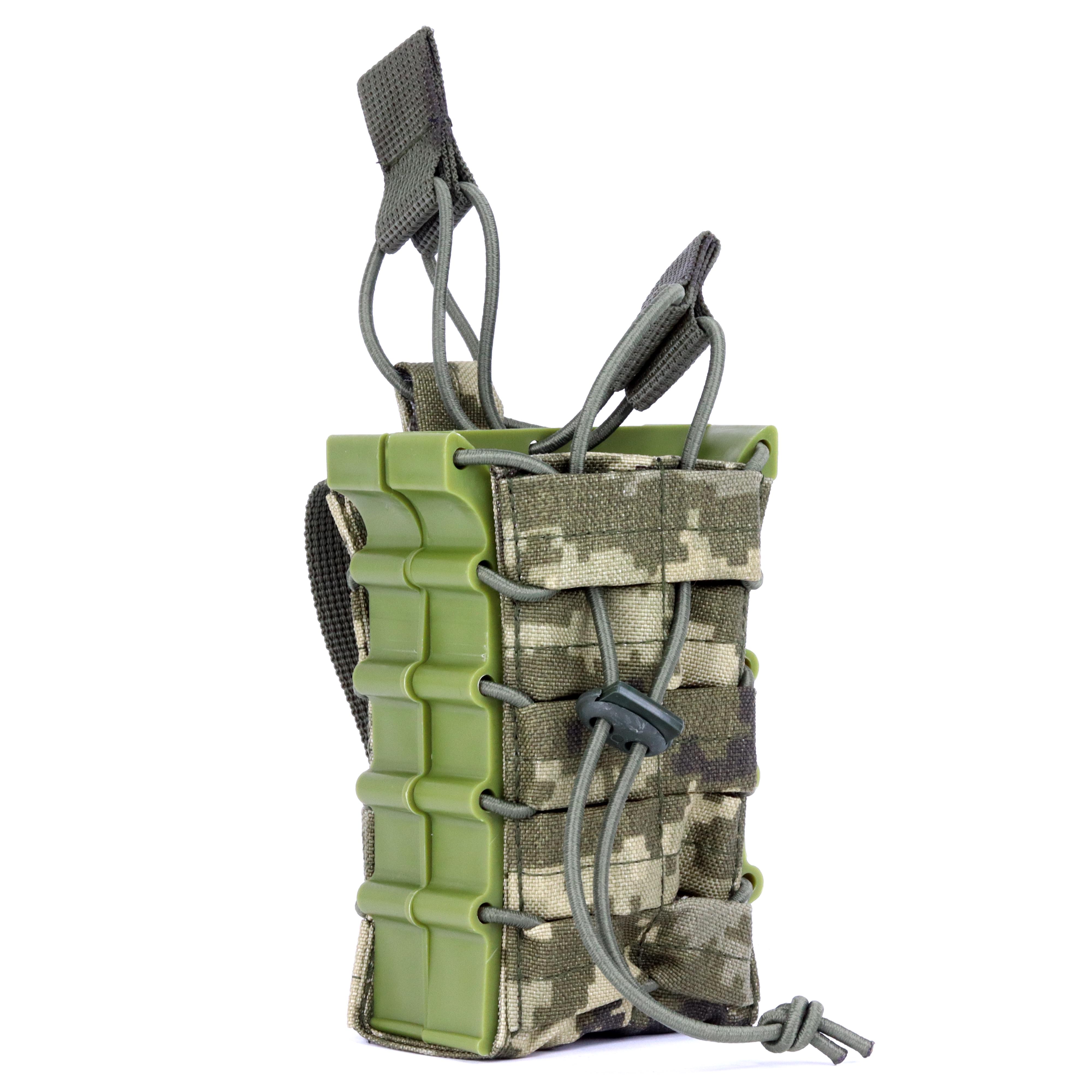 Подсумок под два магазина АК с пластиковыми боками на резинке Cordura 1000 den 14 мм Пиксель (011425)