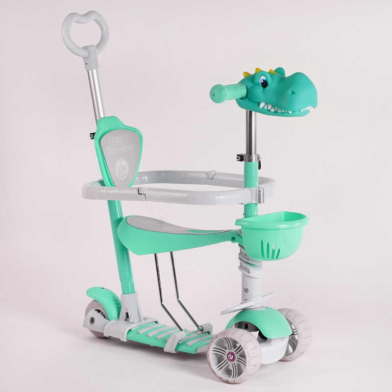 Самокат Best Scooter Pastel 5в1 с защитным бампером игрушка на руле Зеленый (117446)