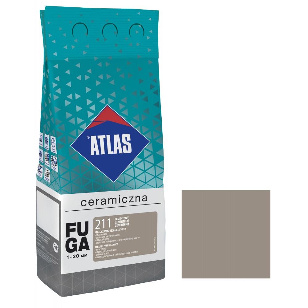 Фуга для плитки ATLAS CERAMICZNA 211 керамічна 1-20 мм 2 кг Цементний (000104402)