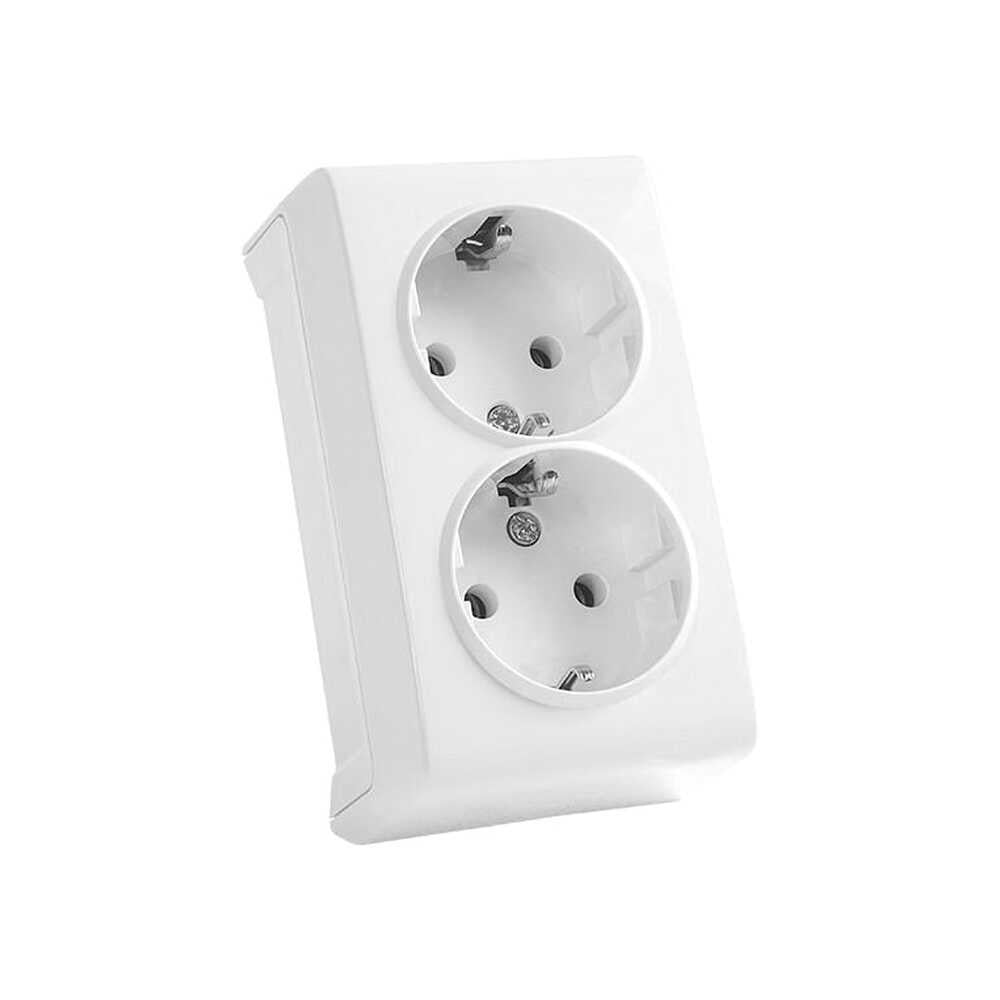 Розетка Viko Vera двойная с заземлением наружная Белый (21602-е)