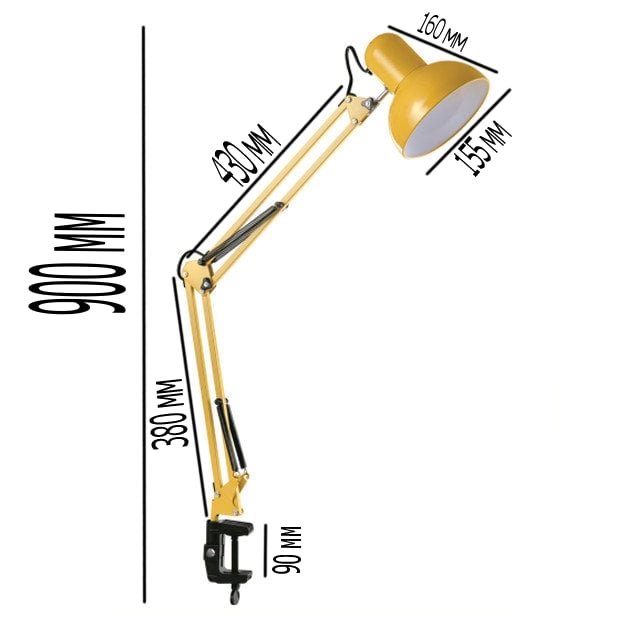 Лампа настольная Lumano 60W E27 LU-074-1800 на струбцине желтая - фото 2