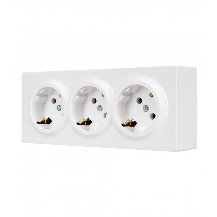 Розетка Lezard Leto потрійна з заземленням Білий (752-0200-127BUP)