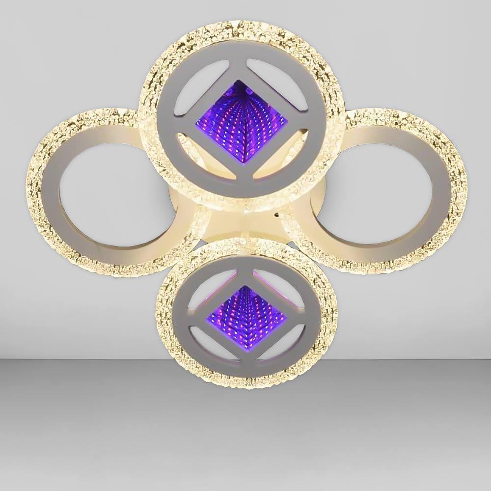 Люстра стельова світлодіодна Light House SC-18514/2+2C WH 84W 2.4G 470х120 мм Білий