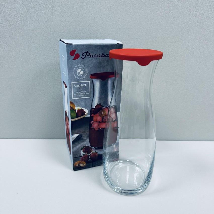 Графин стеклянный Pasabahce Amphora 43813 с силиконовой крышкой 25 см 1180 мл Красный (2537272672) - фото 3
