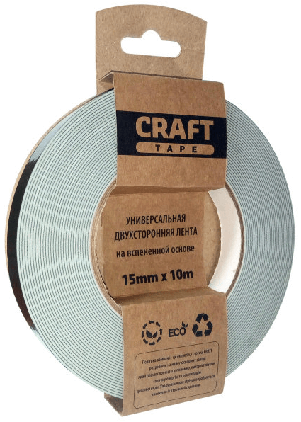 Лента двусторонняя HPX FT1510 15x1 мм 10 м вспененная пенополиэтилен/пенополиуретан/каучук Зеленый (INRUC0020415010150) - фото 1