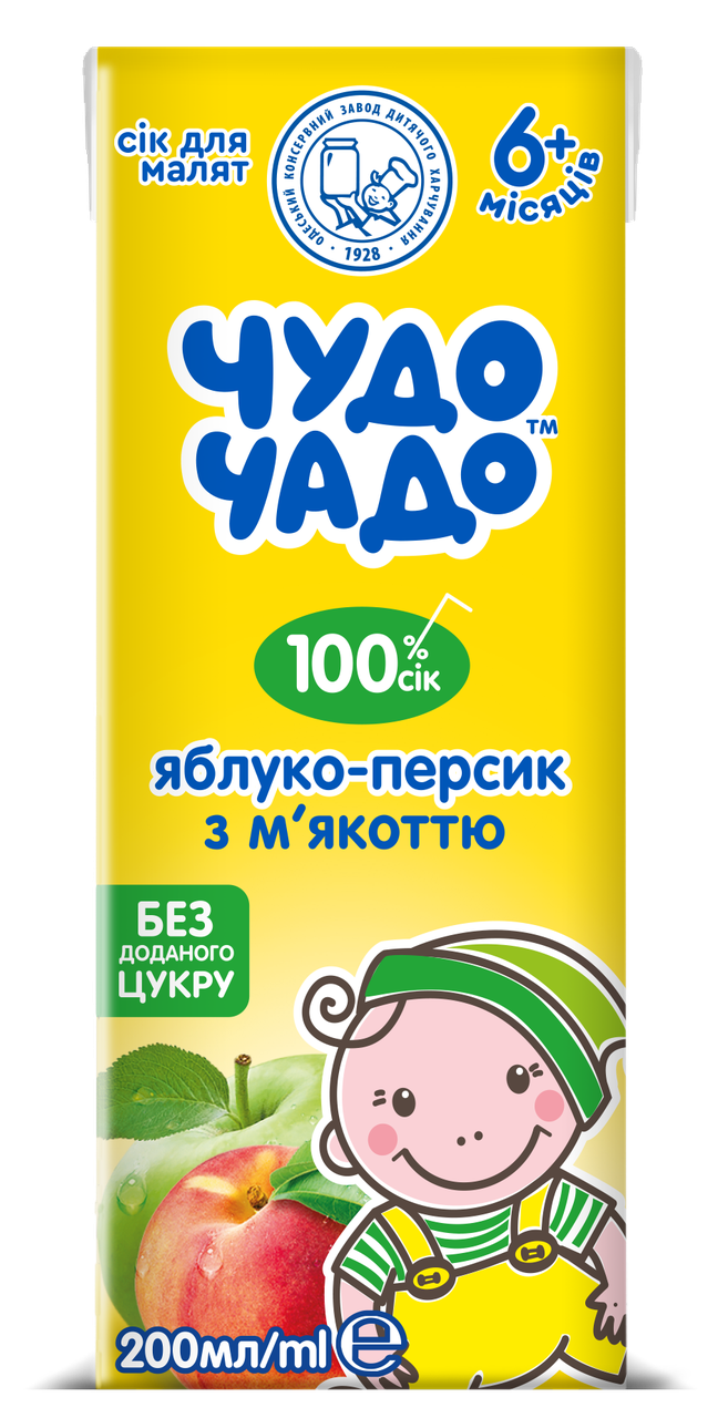 Сік Чудо-Чадо Яблуко-персик з м'якоттю 200 мл (2325263914)