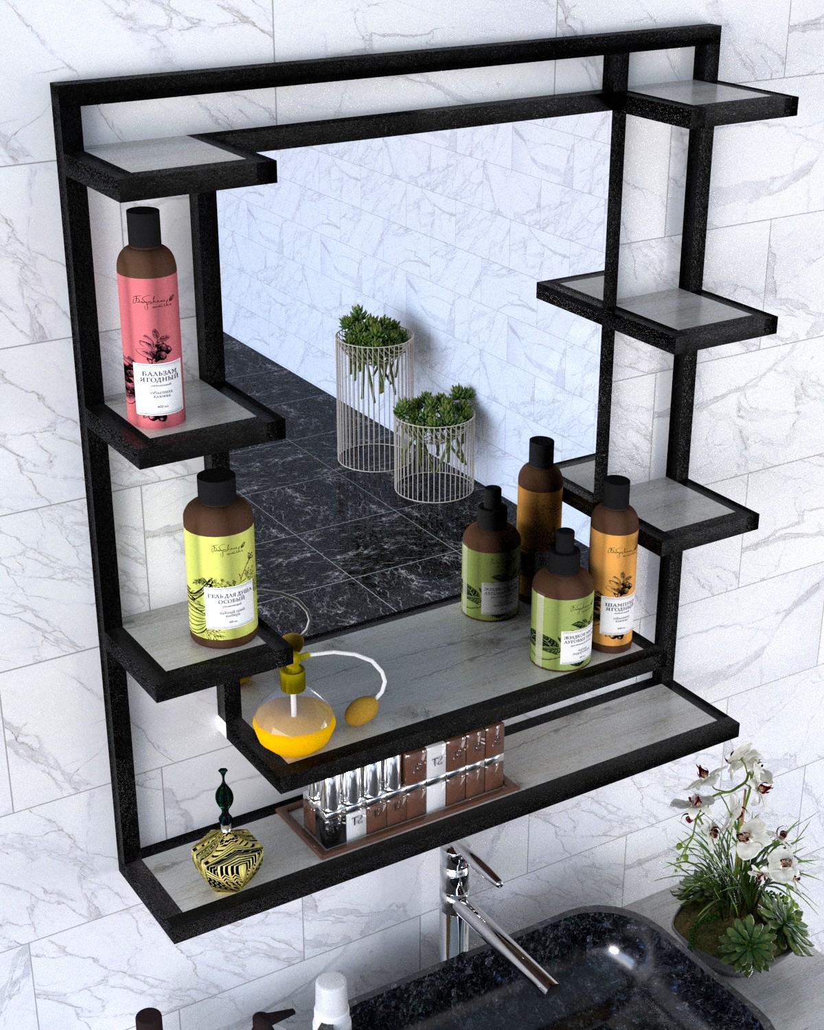 Зеркало с полками EcoLoft Скайлайн DSP-1307-2 в стиле лофт Дуб Кортона (32526671)