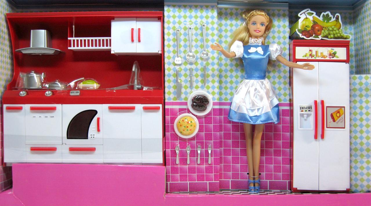 Мебель для Барби 8085 кухня подсветка духовки и конфорок с куклой
