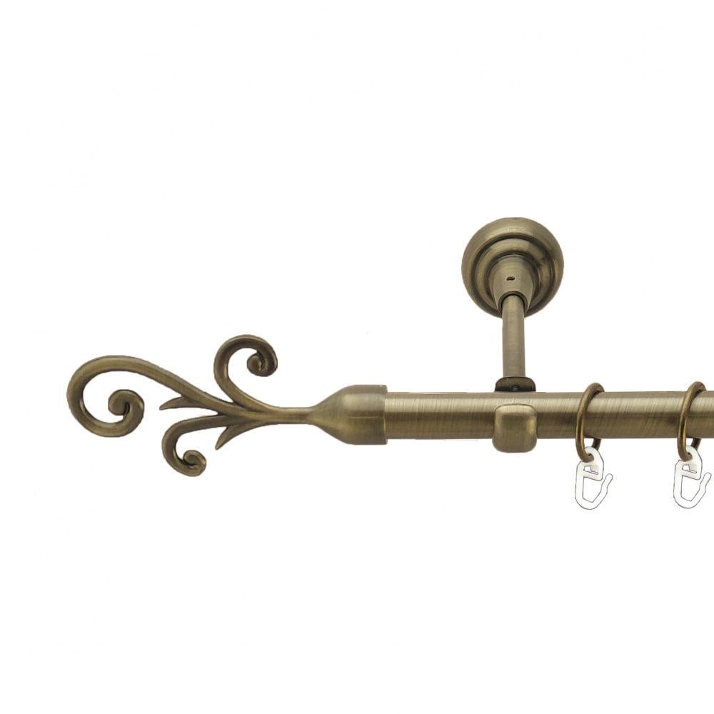 Карниз Orvit Фала металевий однорядний відкритий гладка труба кільце металеве 19 мм 200 см Антик (3993943)