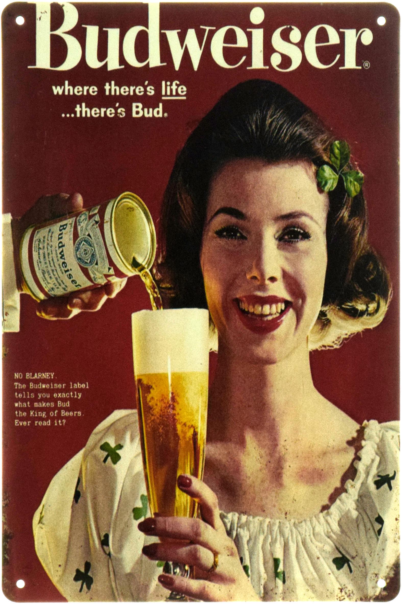 Табличка металлическая "Budweiser – Where There's Life There's Bud" 20x30 см (ms-104520)