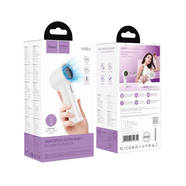 Мини-вентилятор портативный Hoco HX64 с LED-дисплеем и аккумулятором 3600 мАч (786627) - фото 8 Мини-вентилятор портативный Hoco HX64 с LED-дисплеем и аккумулятором 3600 мАч (786627) - фото 8