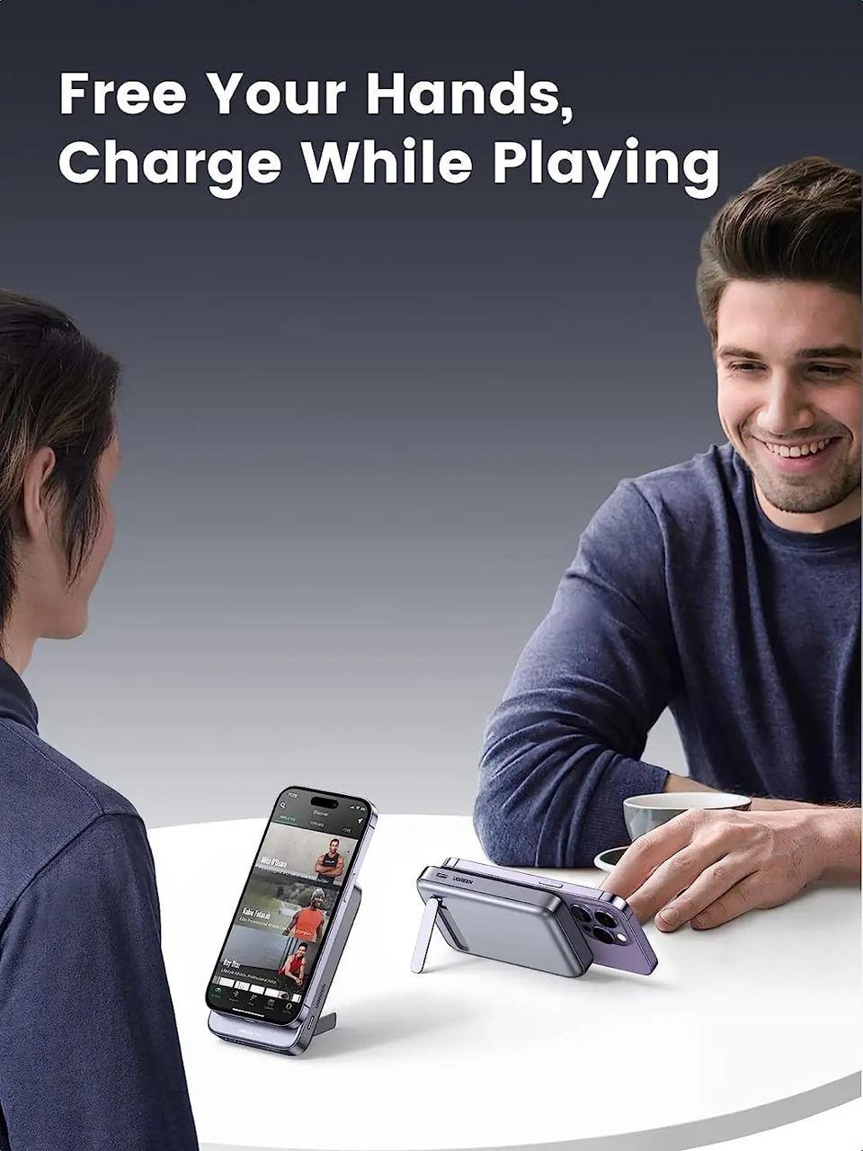 Повербанк магнитный UGREEN PB206 Magnetic Magsafe 10 000 mAh 20W USB-C с подставкой (26389456) - фото 5 Повербанк магнитный UGREEN PB206 Magnetic Magsafe 10 000 mAh 20W USB-C с подставкой (26389456) - фото 5