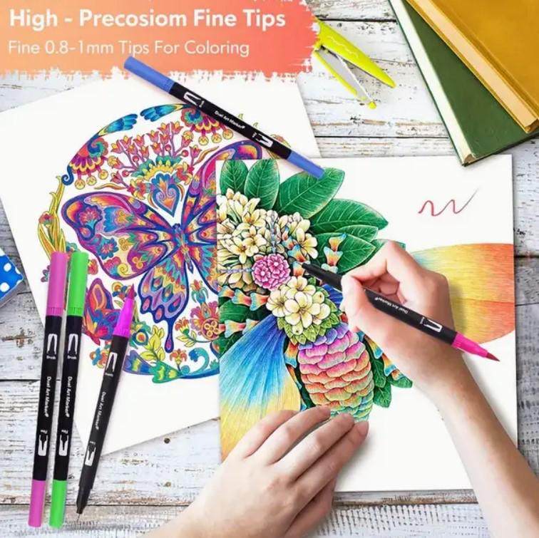 Фломастери акварельні двосторонні Dual Brush з сумкою 80 шт. (256) - фото 4 Фломастери акварельні двосторонні Dual Brush з сумкою 80 шт. (256) - фото 4