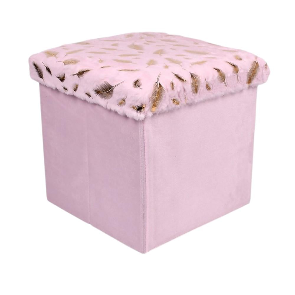 Тумба-пуф с крышкой Plush с мягким сиденьем 35х35х35 см Розовый (R33442)