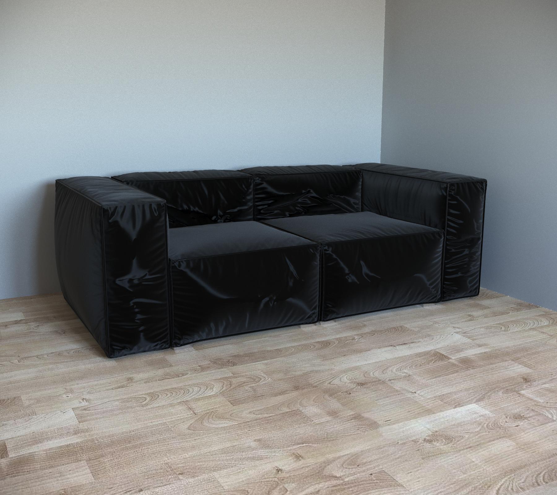 Диван офисный модульный Tobi Sho Вальде велюр Florida неразложимый 2200х1100х700 мм Black (mn3467f)