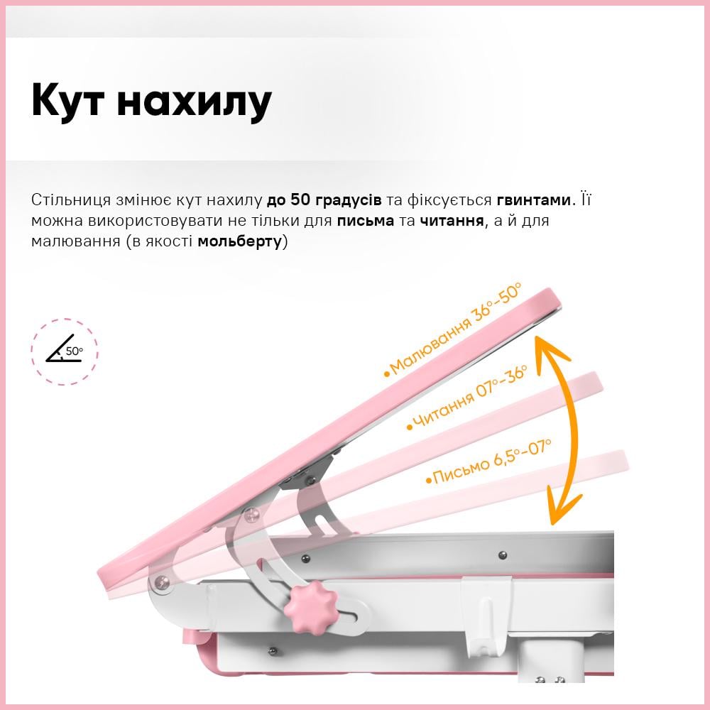 Парта детская школьная Mealux BD-29 Panda XL со стулом Pink (BD-29 PN) - фото 10