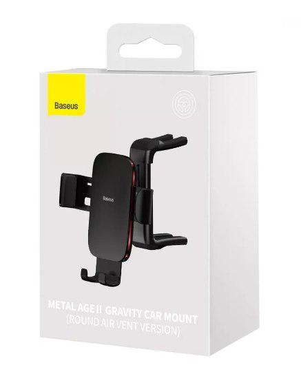 Автодержатель BASEUS Metal Age 2 Gravity Car Mount Black Round Air Vent (SUJS030001) - фото 8