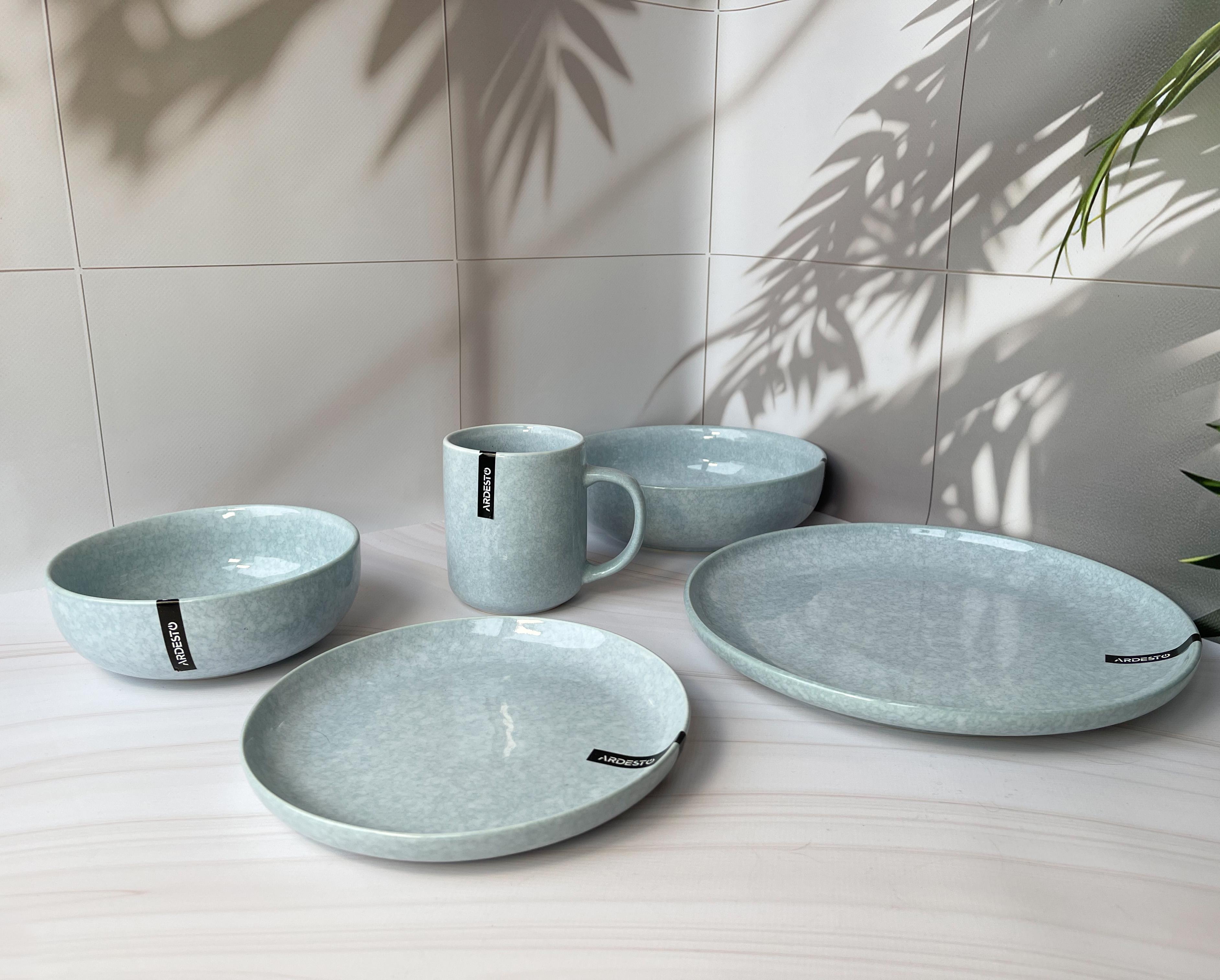 Столивий сервіз посуду Ardesto Loreto 5 предметів на 1 персону порцеляна Сіро-блакитний мармуровий - фото 4 Столивий сервіз посуду Ardesto Loreto 5 предметів на 1 персону порцеляна Сіро-блакитний мармуровий - фото 4