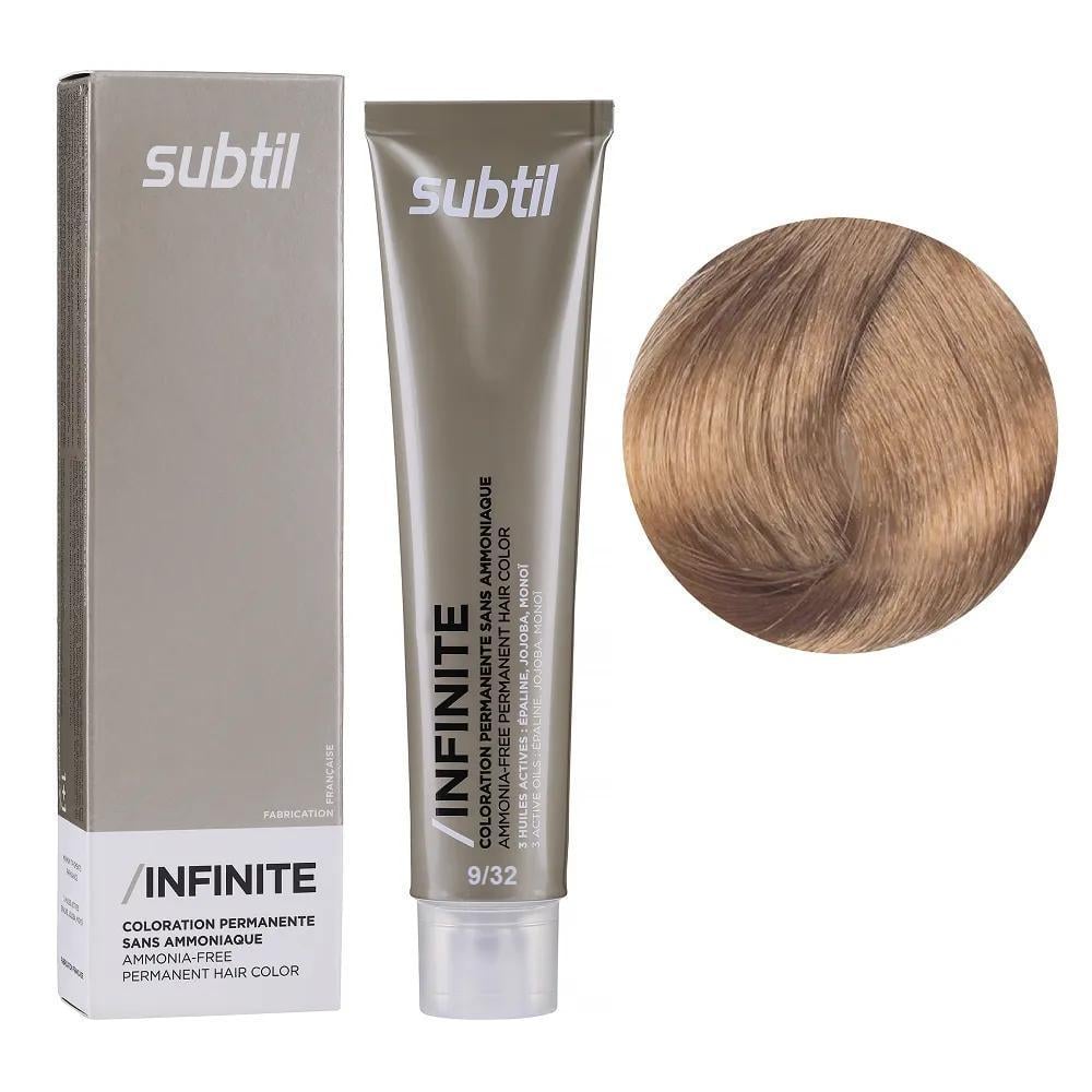 Крем-краска безаммиачная для волос Subtil Infinite Permanent Hair Color 9.32 Очень светлый блонд золотистый перламутровый 60 мл