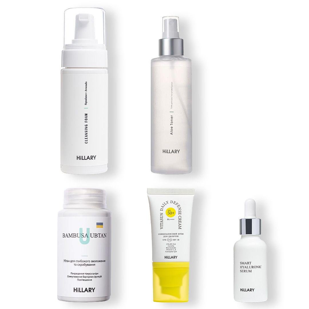 Солнцезащитный крем для лица SPF 50 и набор по уходу за кожей лица сухого типа