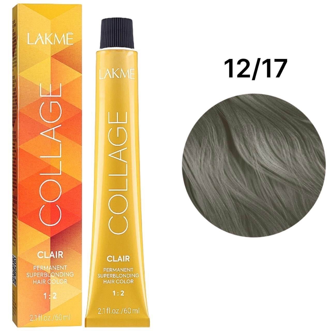 Краска для волос стойкая Lakme Collage Creme Hair Color 12/17 Суперосвещающий светло-белокурый пепельно-синий 60 мл