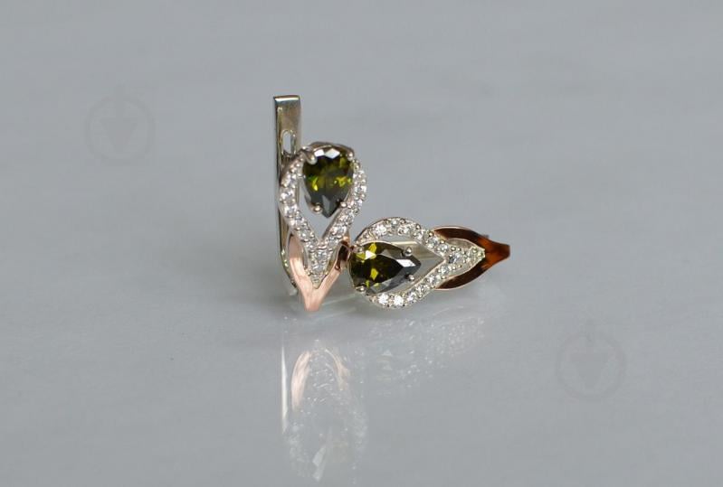 Серебряные серьги Sil с золотыми накладками 132s-10 Олива (Sil-725)