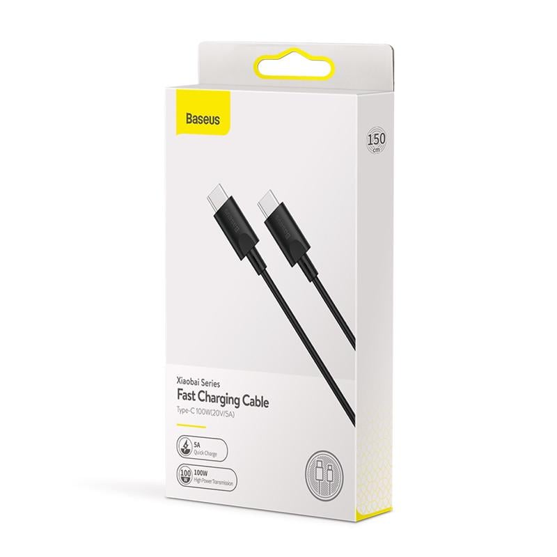 Кабель BASEUS Type-C на Type-C Xiaobai series fast charging Cable 1,5 м 100W 20V 5A Black - фото 7