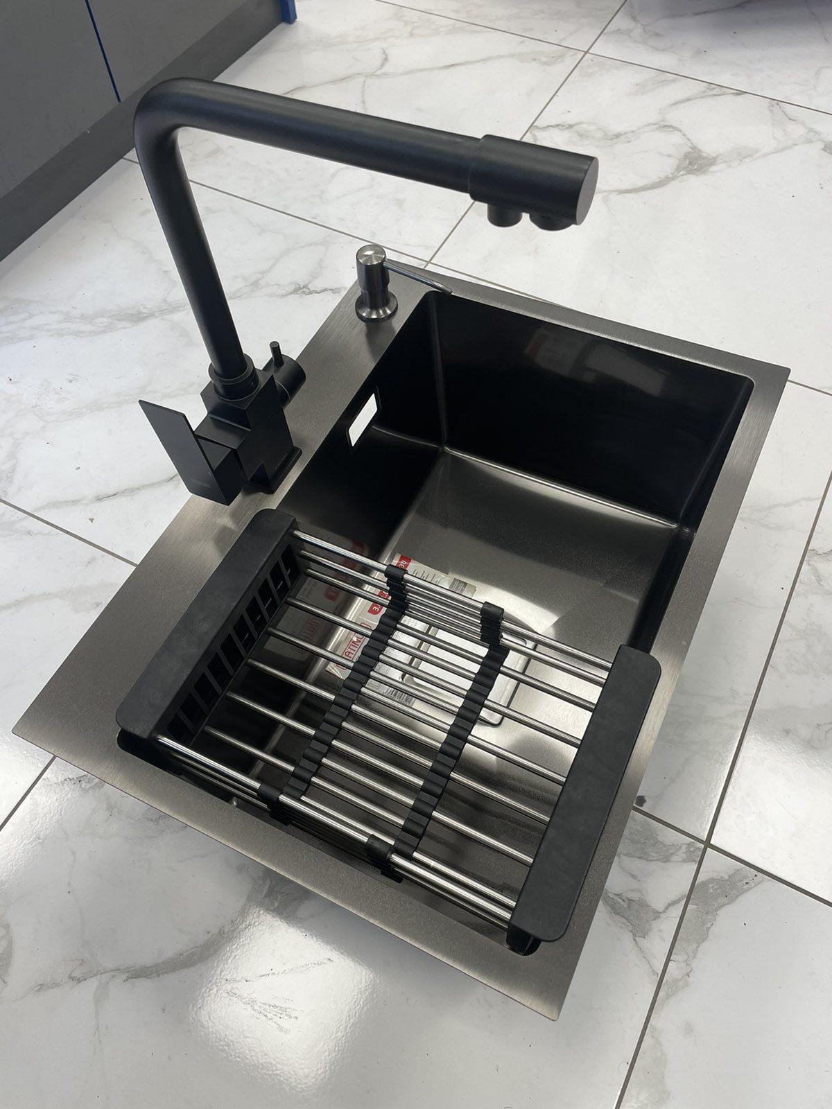 Кухонная мойка Platinum 5843 PVD/кран для кухни с подключением к фильтру Kroner/краны приборовые 1/2х1/2 Went - фото 8 Кухонная мойка Platinum 5843 PVD/кран для кухни с подключением к фильтру Kroner/краны приборовые 1/2х1/2 Went - фото 8