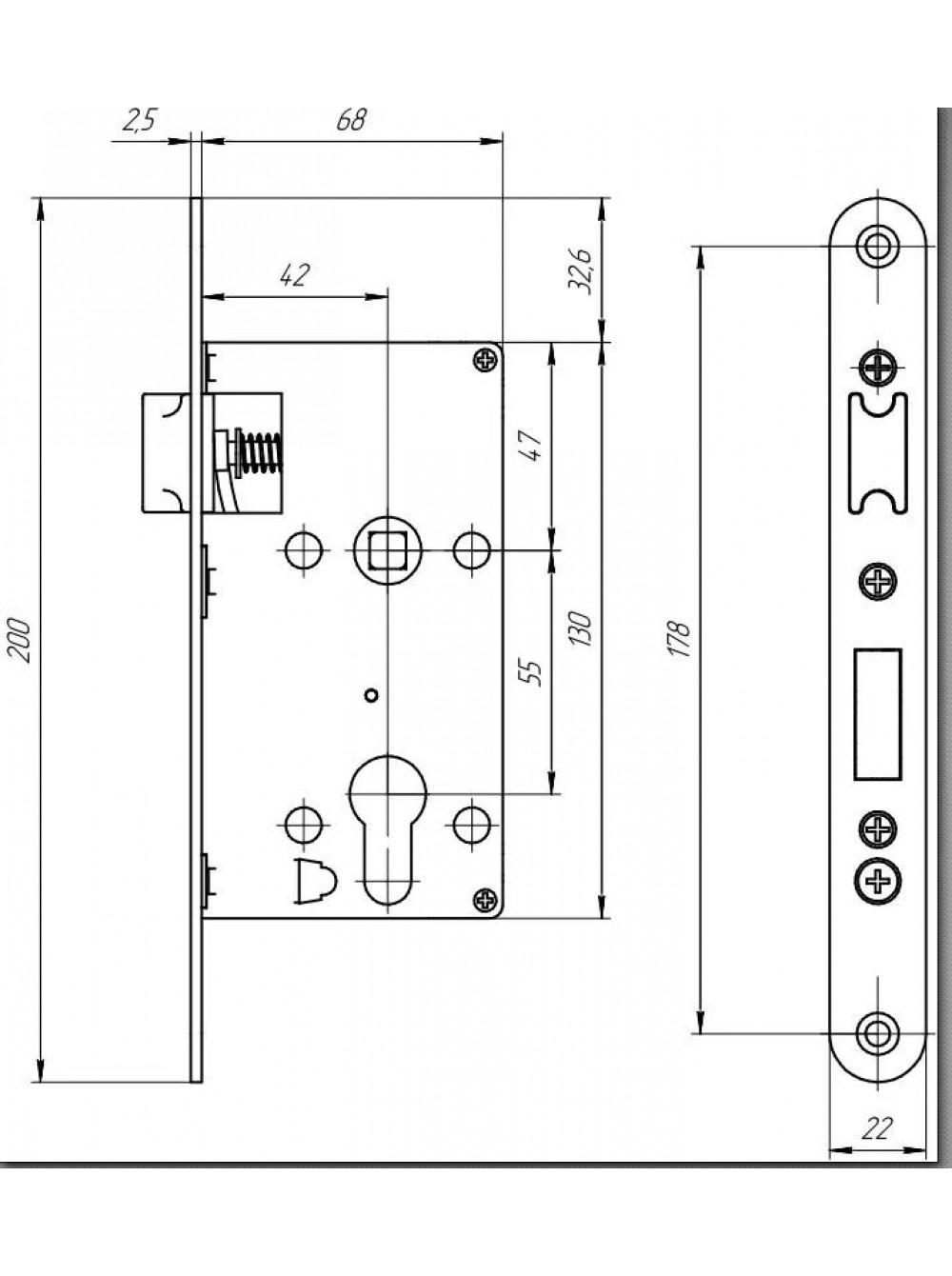Замок врізний Аріко ЗВ-4-У корпус під циліндр (25149298) - фото 3 Замок врізний Аріко ЗВ-4-У корпус під циліндр (25149298) - фото 3