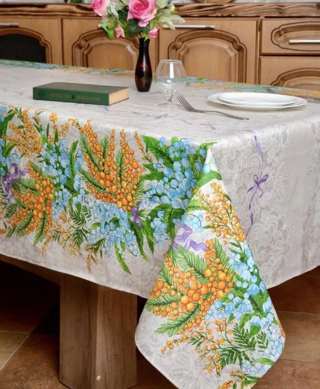 Скатерть Мимоза из натуральной ткани 150x350 см (2911855177)