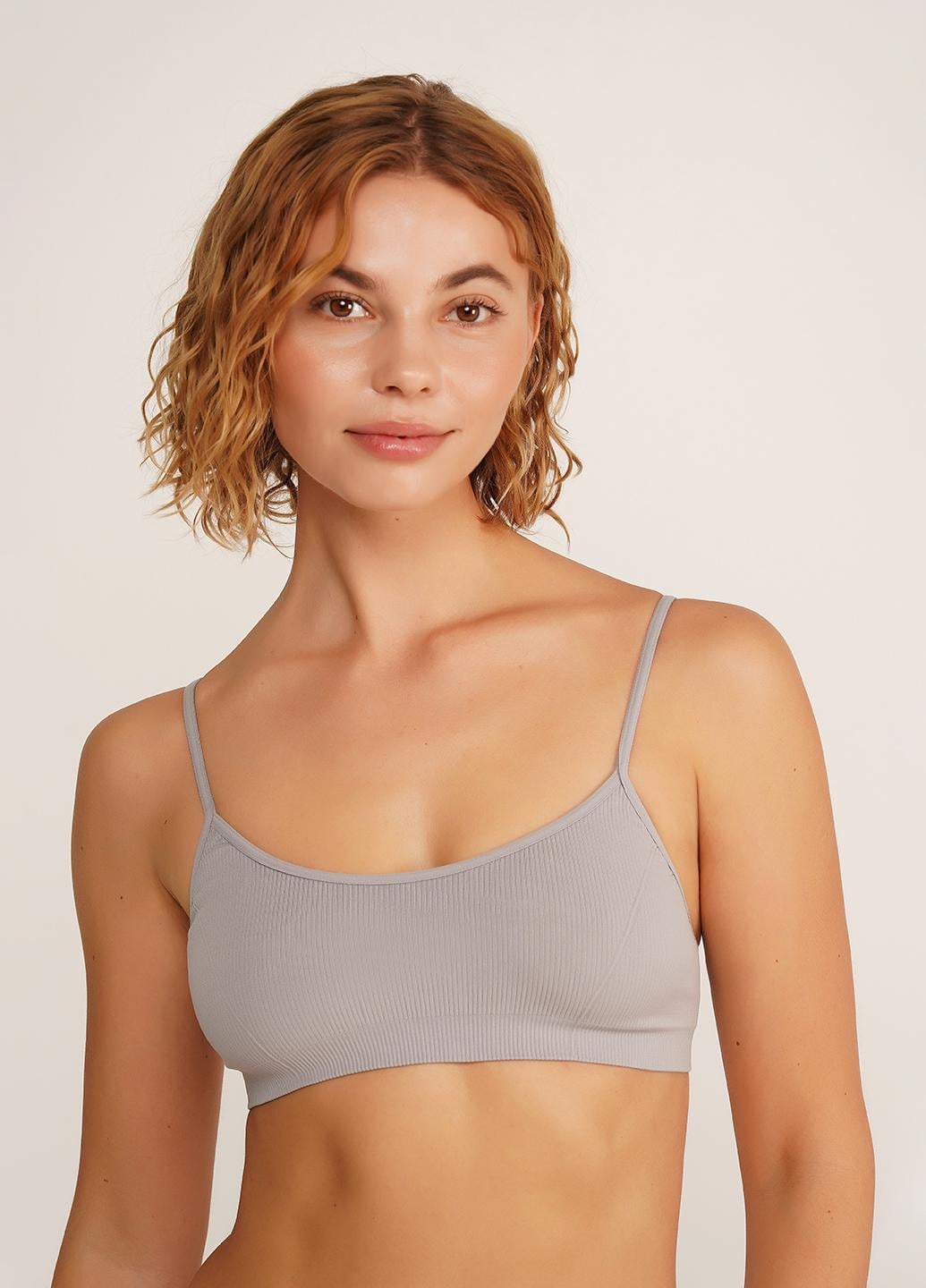 Топ бесшовный в рубчике Giulia CAMI TOP RIB на тонких бретелях S/M Grey/Griffin (33341359)