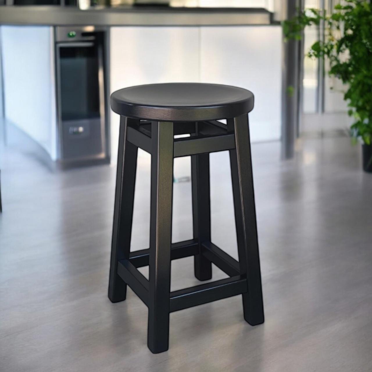 Табурет полубарный деревянный Студія дерева Вільха Комфорт с круглым эргономичным сиденьем 50 см Черный (31095249)