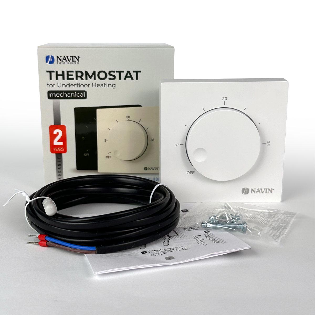 Комплект теплої підлоги Basic нагрівальний мат NAVIN HaloClear 680 Вт/3,5м2 7,0 м та терморегулятор NAVIN EH84WM-16A Білий матовий