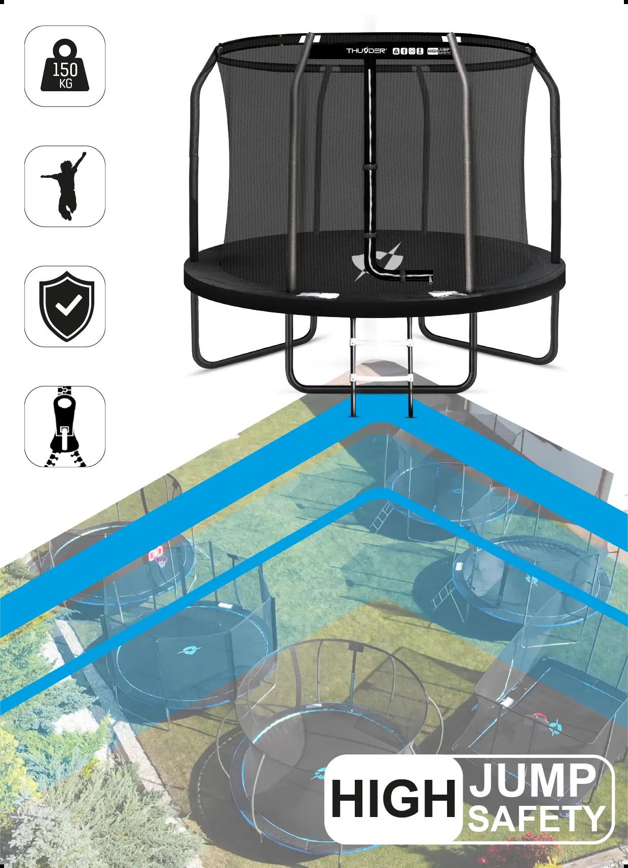 Батут Thunder INSIDE ELITE з внутрішньою сіткою 14 футів 427 см Чорний - фото 2 Батут Thunder INSIDE ELITE з внутрішньою сіткою 14 футів 427 см Чорний - фото 2