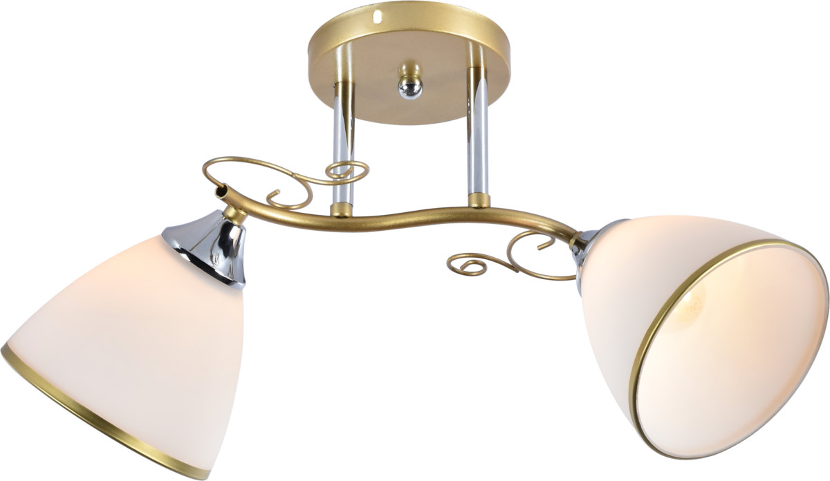 Люстра потолочная Light House SRS-20737/2 плафон белый матовый с каймой Золотой/Хром